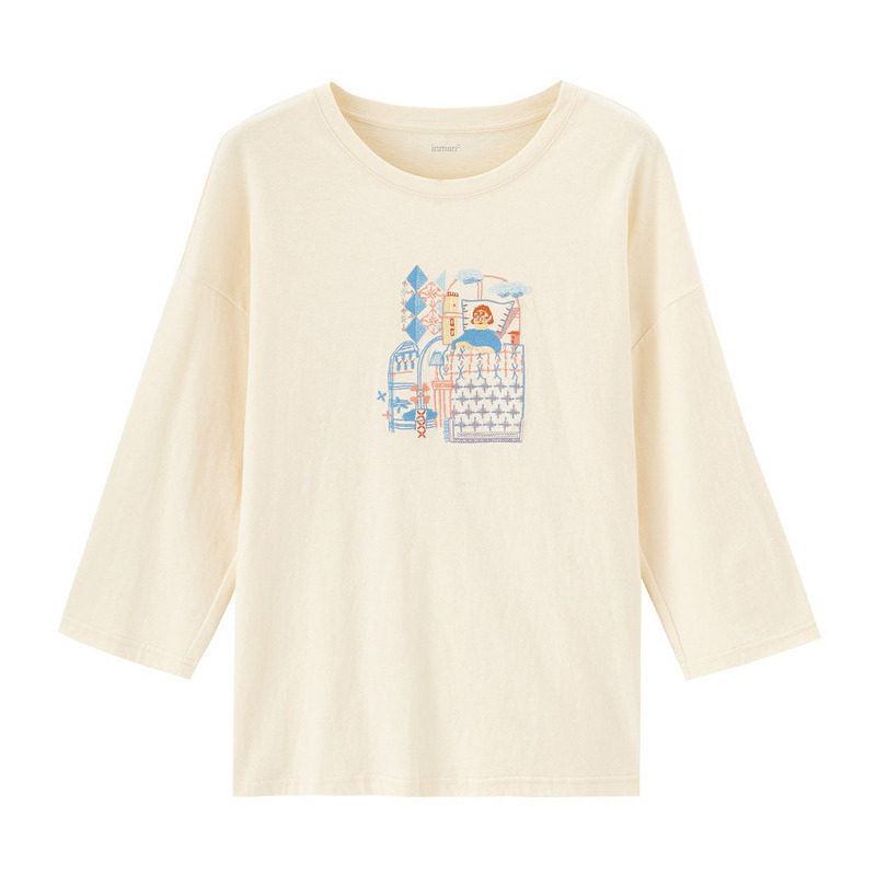 茵曼旗舰店2020春夏新款中袖打底衫 茵曼翰飞T恤