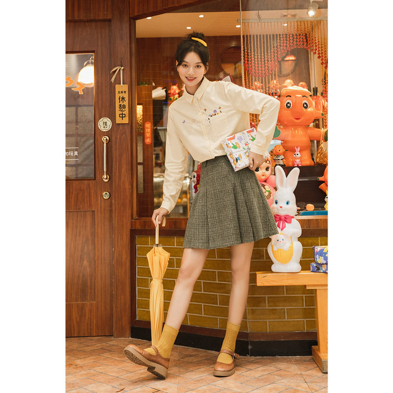 茵曼日系长袖2020年秋季新款衬衫 茵曼田田极客衬衫