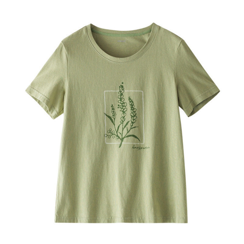 茵曼旗舰店印花短袖2020夏装t恤 茵曼筱茵T恤