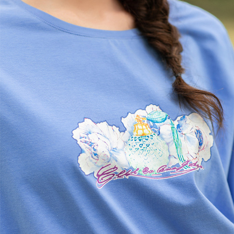 茵曼旗舰店特价清仓短袖女新款中袖 茵曼翰飞T恤