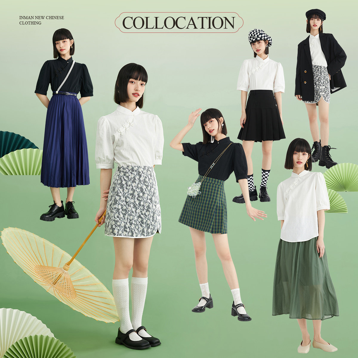 茵曼改良盘扣短袖2023夏季新款衬衫 茵曼筱茵衬衫