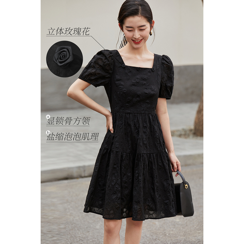 茵曼短袖蕾丝夏季2022新款连衣裙 茵曼田田极客连衣裙