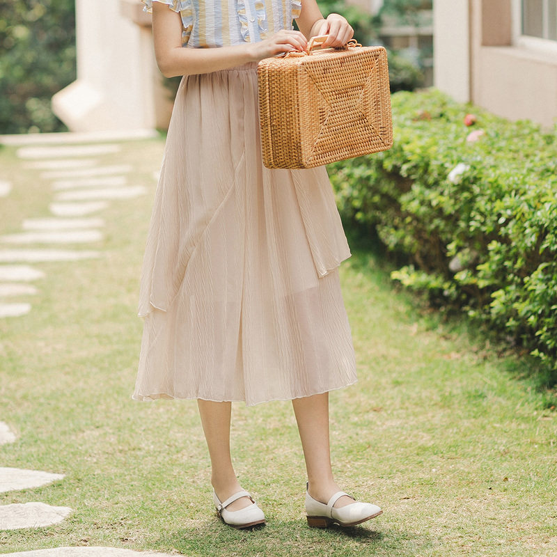 茵曼旗舰店长裙脚踝仙气夏季半身裙 茵曼翰飞半身裙