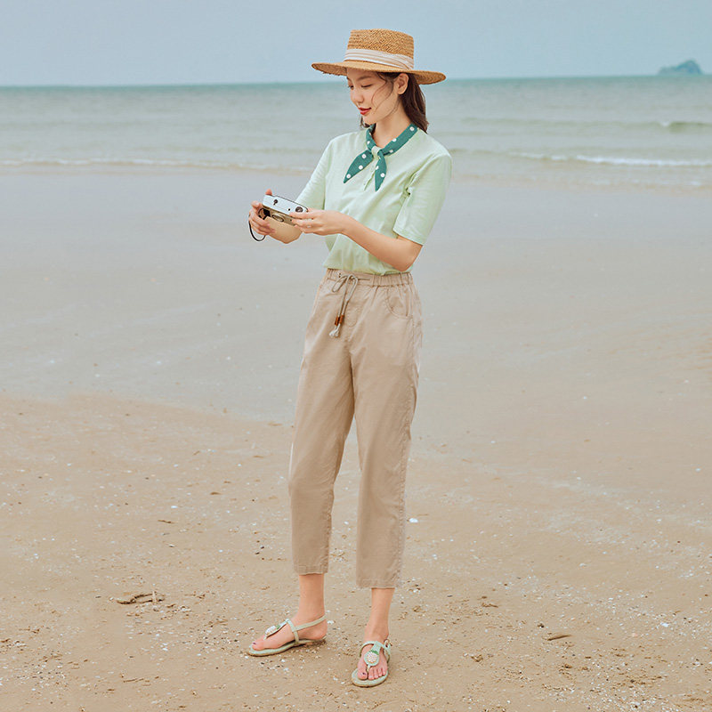 茵曼女裤夏季薄款透气凉快潮休闲裤 茵曼田田极客休闲裤