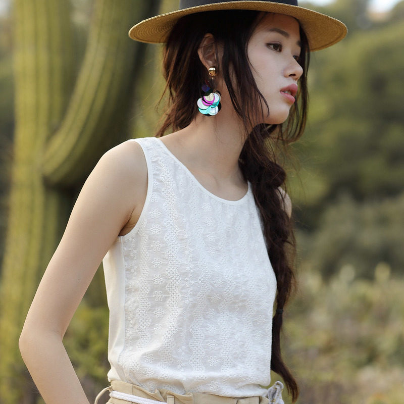 茵曼旗舰店2020新款纯棉女短小背心 茵曼翰飞背心吊带