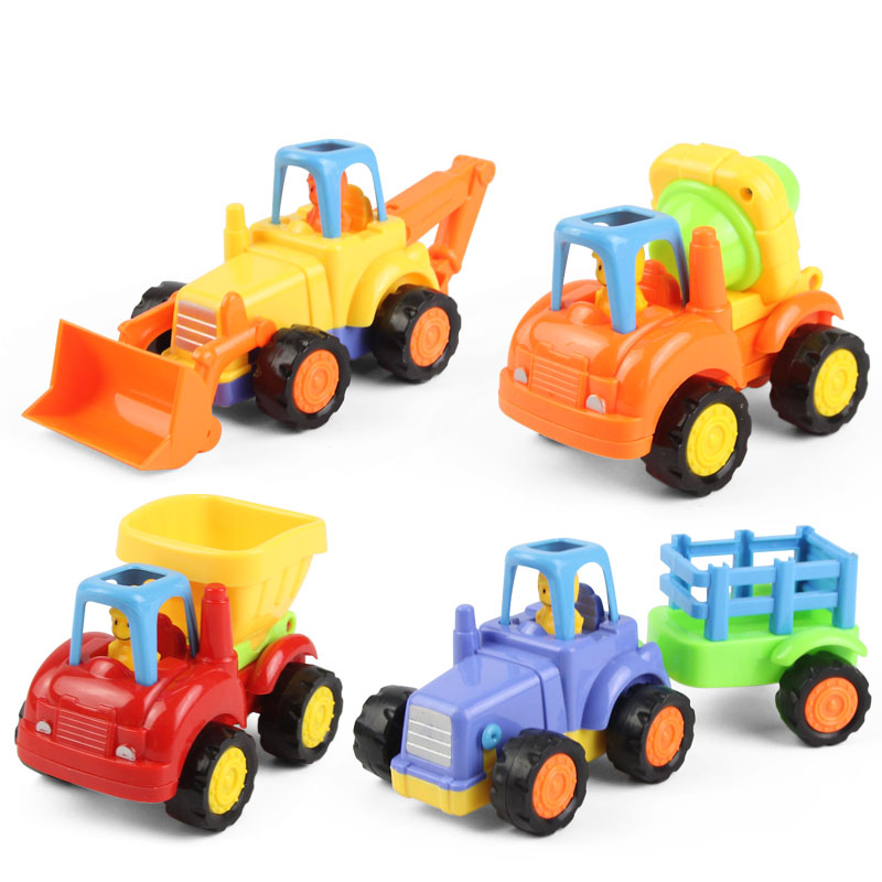 儿童农用拖拉机玩具车惯性挖土机男孩挖掘机推土机工程小汽车套装 - 图3