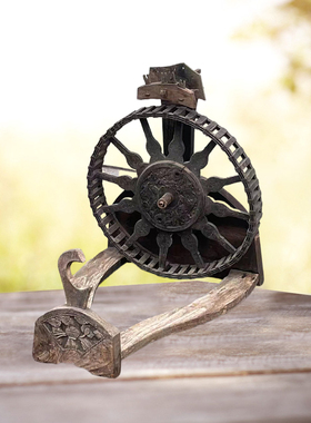 木纺线车复古装饰摆件织布工具旧