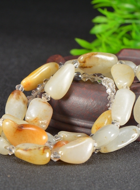 和田玉 玉龙河籽料 随形 原石 原料 项链61克