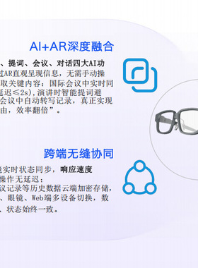 【业界首款双目黄光光波导】带显示AI 眼镜实时翻译题词导航AI+AR