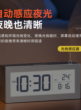自动感光夜光电子时钟日期温度