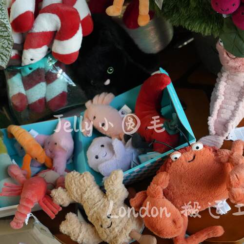 英国Jellycat海鲜虾龙虾螃蟹Fluffy迷你章鱼毛绒绒小螃蟹小海星 - 图2