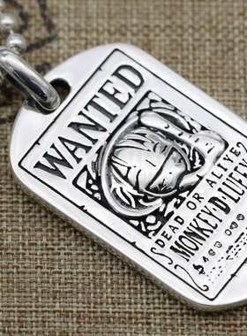 纯银项链嘻哈风吊坠海贼王同款