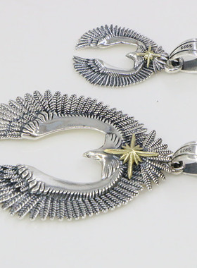 纯银飞鹰饰品炫酷风项链复古吊坠