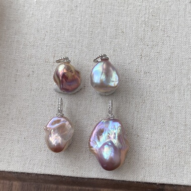 一物一图 炫彩淡水巴洛克珍珠吊坠925纯银吊坠单坠不含链