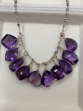 一物一图  天然不规则随形紫水晶吊坠美产14k包金吊坠单坠不含链