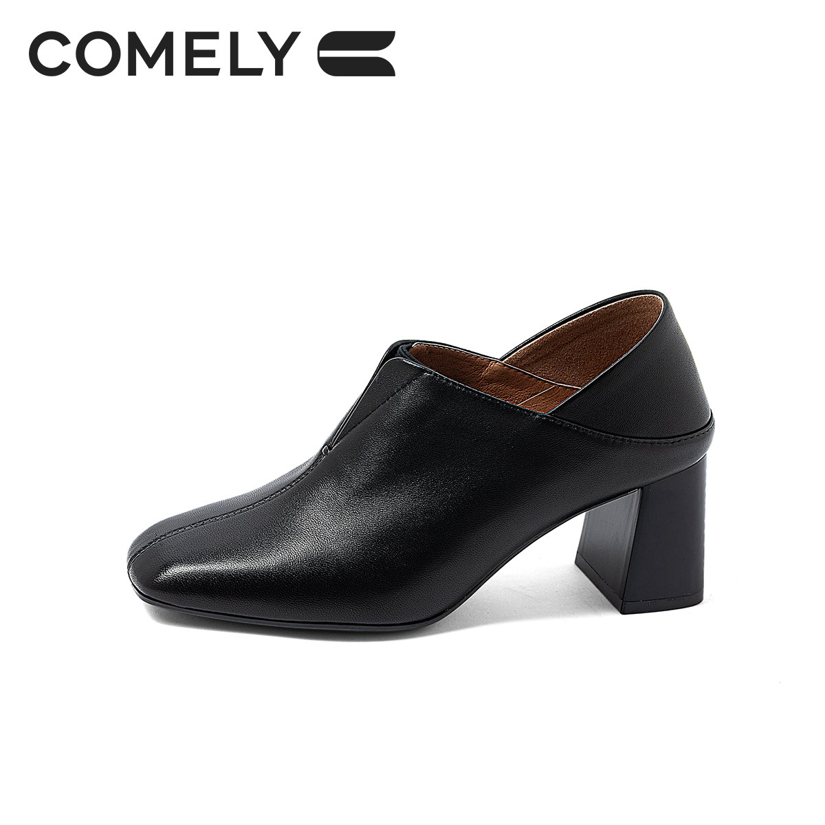 康莉商场同款小皮鞋女粗跟2025春季显瘦时尚简约百搭高跟单鞋,淘宝优惠券,粉丝福利购,淘宝优惠卷