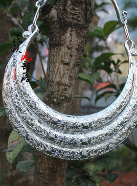 云南民族特色三圈凤凰花纹苗银