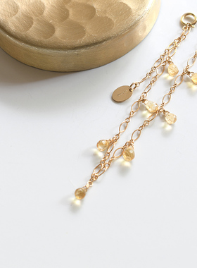 天然黄水晶手链三合一草包金