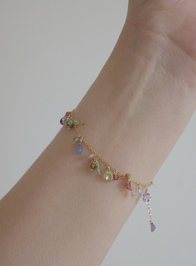 三合一草女天然石原创花园手链