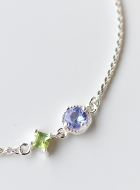 梦幻紫阳 丨天然坦桑石橄榄石纯银s925原创设计小众轻奢幸运手链