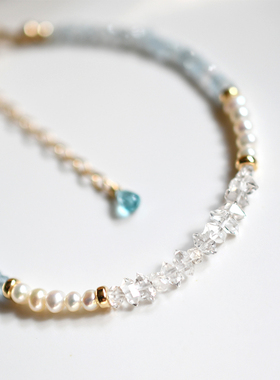 生辰石手链三合一草海蓝宝珍珠