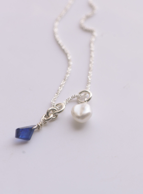 三合一草蓝宝石巴洛克珍珠项链