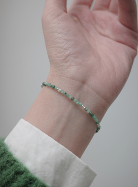 三合一草女祖母绿纯银原创手链