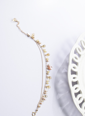 三合一草黄水晶双层手链