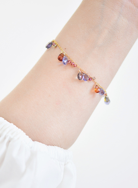 14K包金天然堇青石尖晶石手链