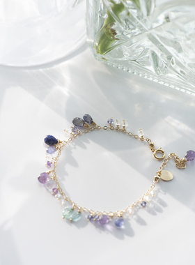 三合一草女坦桑石包金仙女手链