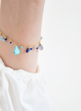 三合一草14k包金绿松石手链