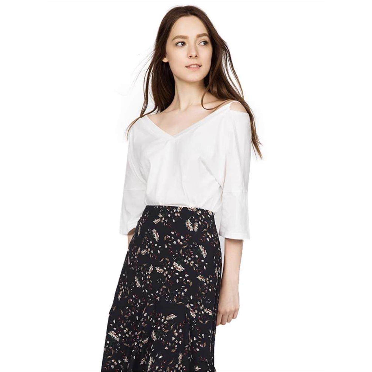 秋水伊人夏装新款女装气质V领休闲直筒五分袖吊带露背T恤上衣I04,淘宝优惠券,粉丝福利购,淘宝优惠卷