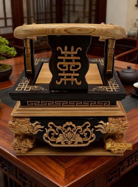 黑檀入桧木文椅神椅神像底座宝座