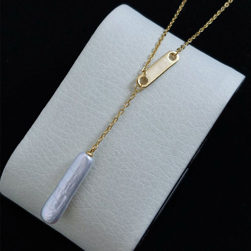 【浅小屋】银河。异形有核淡水keshi珍珠极冷光小银条耳钉吊坠链 - 图1