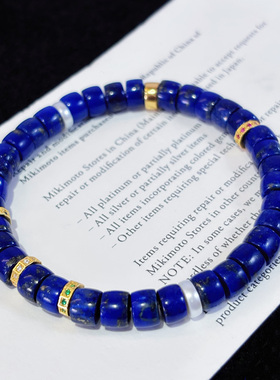 直切天然金砂青金石隔珠手串手链