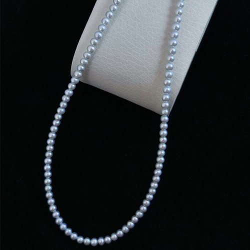 【浅小屋】雾凇。3~3.5mm近圆真多麻色银灰淡水AKOYA珍珠项链多层 - 图1