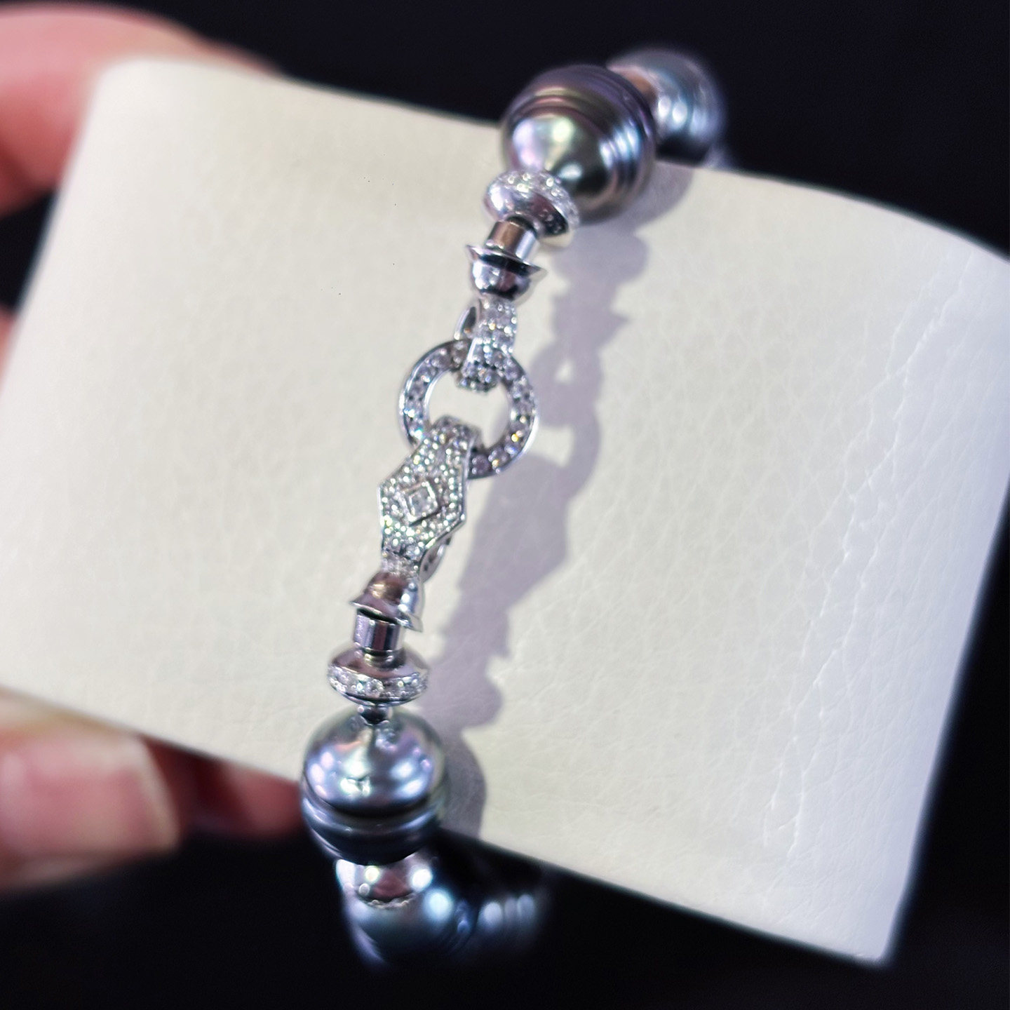 【浅小屋】涟漪。9~10mm大溪地海水螺纹巴洛克黑珍珠纯银夹珠手链,淘宝优惠券,粉丝福利购,淘宝优惠卷