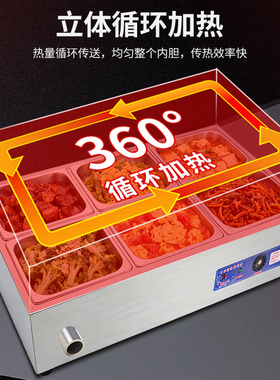 志高保温售饭台不锈钢餐饮商用加热台式六格恒温售饭早餐店保温台