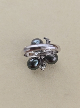 2057天然海水大溪地珍珠戒指点位8.2-8.5特价不退换