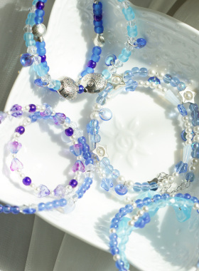 捷克琉璃施家珍珠925银双层手链