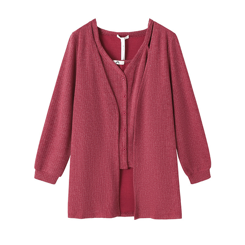 胖mm300斤特大码毛衣两件套女秋冬200时尚高级感吊带针织开衫套装 - 图3