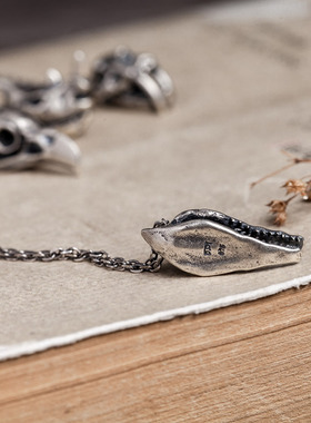 纯银老鹰动物骷髅头学生吊坠项链