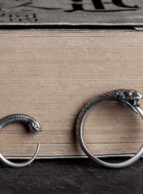 纯银开口做旧学生撒旦复古尾戒