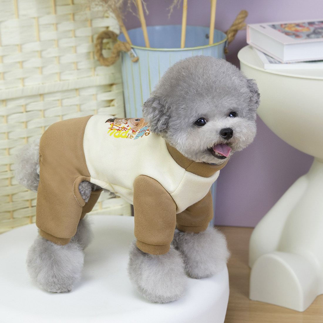 狗狗衣服秋冬款加绒保暖宠物猫咪泰迪比熊博美服饰四脚衣带牵引扣,淘宝优惠券,粉丝福利购,淘宝优惠卷