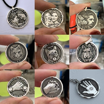 WUWARTS Handcrafted Engraving Photos Customised Pure Silver Coin Necklace Original Retro Lovers New Year Gift Souvenirs