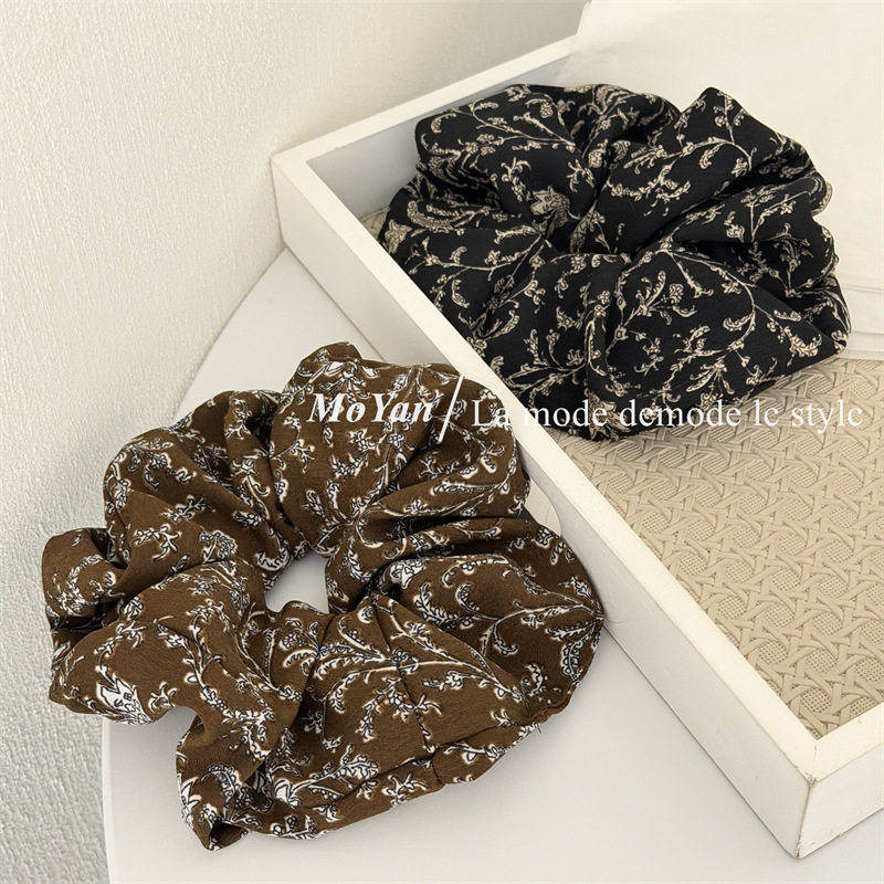 复古时尚高级感印花大肠发圈女新款气质头花皮筋马尾头绳花花发绳,淘宝优惠券,粉丝福利购,淘宝优惠卷