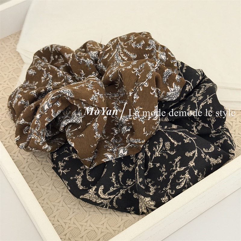 复古时尚高级感印花大肠发圈女新款气质头花皮筋马尾头绳花花发绳,淘宝优惠券,粉丝福利购,淘宝优惠卷