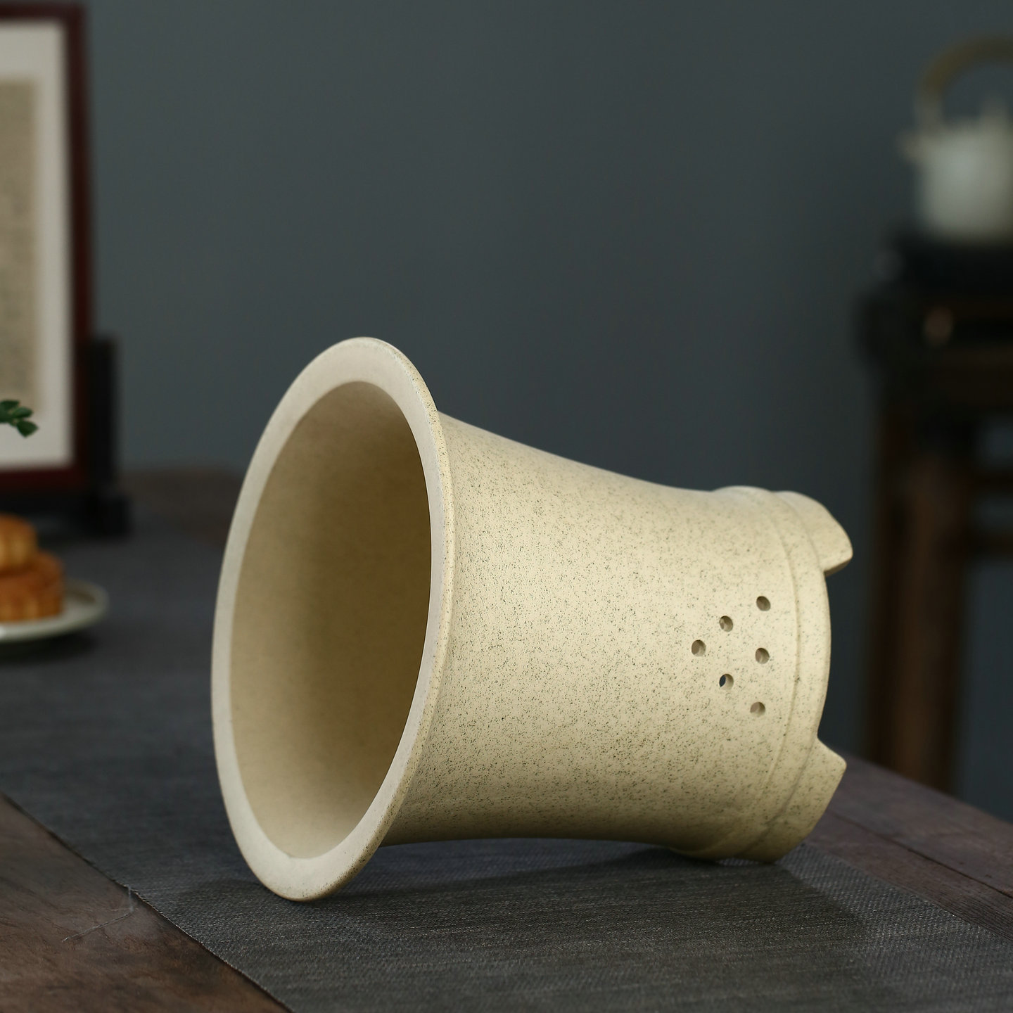 清香阁紫砂兰花盆君子兰大口径植物陶瓷圆盆黄金段泥素面桌面阳台 - 图1