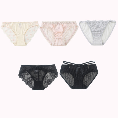 【5条99元】微胖女士高弹蕾丝网纱系列加大码包臀舒适显瘦女内裤 - 图0