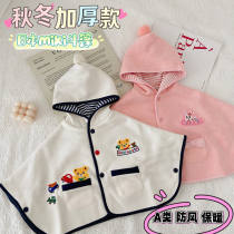 Baby outside the cloak cape autumn winter style miki baby male and female child plus suede warm windproof shawl jacket